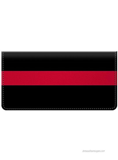 Thin Red Line of Courage in Support of Firefighters Manufactured in USA Checkbook Cover