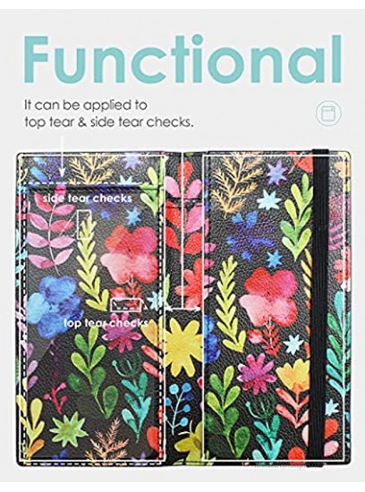 Zreal Checkbook Cover for Men & Women2021 New Version Premium Vegan Leather Checkbook Holder Slim Wallets for Top & Side Tear Duplicate Checks with RFID Blocking Flower