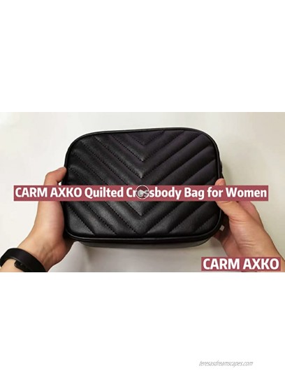 CARM AXKO Luxury Crossbody Shoulder Bag Quilted with Zipper for Women
