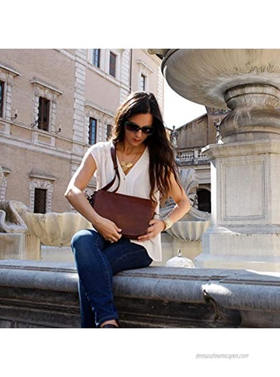 Floto Women's Roma Saddle Bag in Brown Italian Calfskin Leather handbag shoulder bag