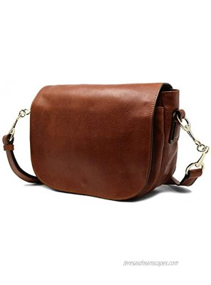 Floto Women's Roma Saddle Bag in Brown Italian Calfskin Leather handbag shoulder bag