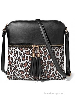 Nabegum Leopard Print Crossbody Bag Cheetah Animal Handbag Vegan Leather Purse