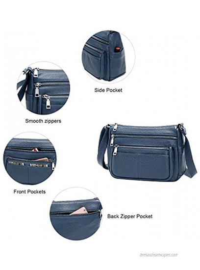 OVER EARTH Crossbody Bag for Women Soft Leather Purses and Handbags Multi Pockets Messenger Bag