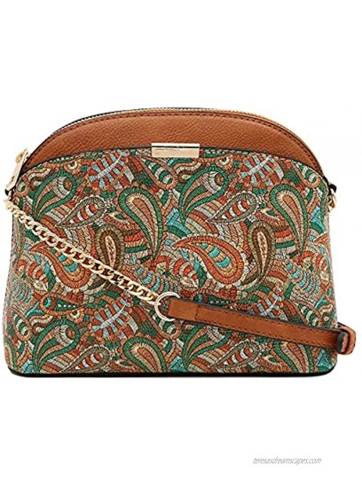 Paisley Print Small Dome Crossbody with Chain Strap