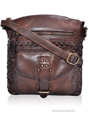 Sling Bags for Women Genuine-Leather Vintage Multi Pocket Crossbody Purse