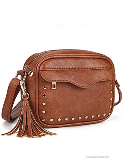 Small Crossbody Purses for Women Boho Shoulder Bag and Retro Handbags with Tassel,Soft PU Leather
