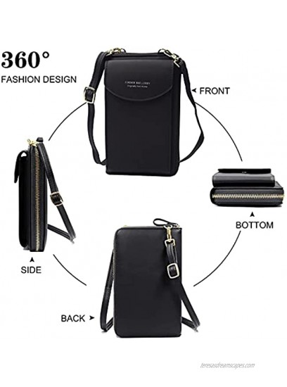 Tchh-Dayup Small Crossbody Cell Phone Bag for Women PU Leather RFID Wallet Purse
