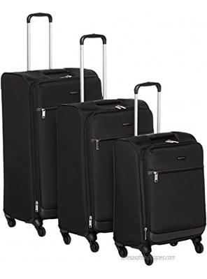 Basics 3 Piece Softside Carry-On Spinner Luggage Suitcase Set Black