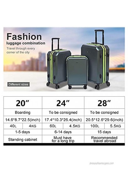 GigabitBest Luggage Set 3 Piece PC+ABS Suitcase Sets with TSA Lock Spinner 20in24in28in