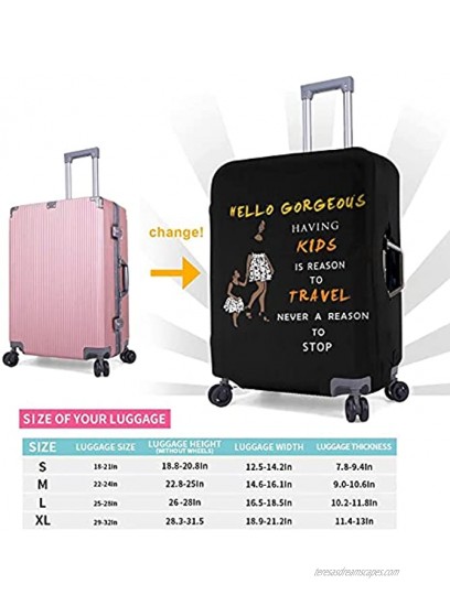 Hello Gorgeous Travel Luggage Cover Black Mom and Daughter Suitcase Cover Elastic Suitcase Protector for 18-32 In MA Little Small