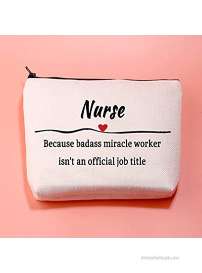 JXGZSO Nurse Gift Because Badass Miracle Worker Isn't An Official Job Title Cosmetic Bag Miracle Worker Bag For Nurse Nurse