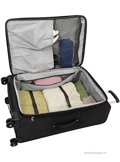 LONDON FOG Cranford Softside Expandable Spinner Luggage Black Checked-Medium 25-Inch