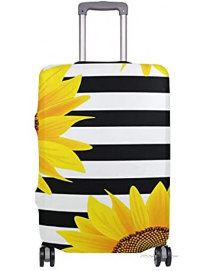 Luggage Cover Sunflowers Stripes Suitcase Protector Travel Fits 18-32 Inch Luggage
