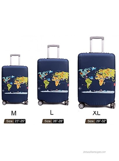 Madfifennina Washable Spandex Travel Luggage Protector Baggage Suitcase Cover Fit 23-32 Inch Xl29-32 luggage Map