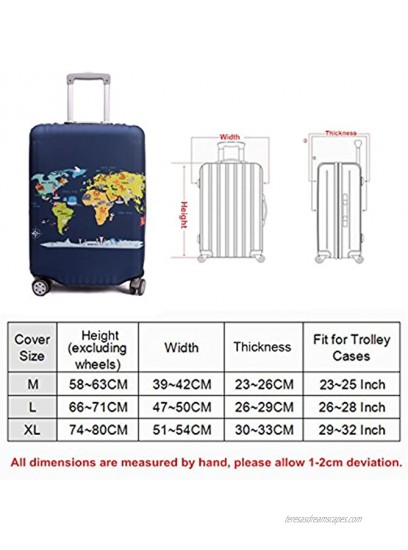 Madfifennina Washable Spandex Travel Luggage Protector Baggage Suitcase Cover Fit 23-32 Inch Xl29-32 luggage Map