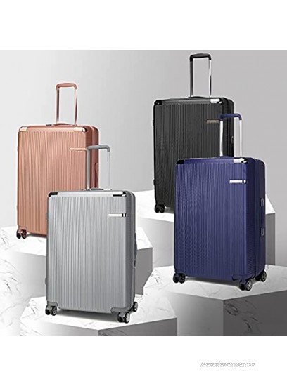 MKF Luggage collection – designed with a Polycarbonate Aluminum corner armor Fashion Travel Spinner Hardshell Lightweight Suitcase Rose Gold.