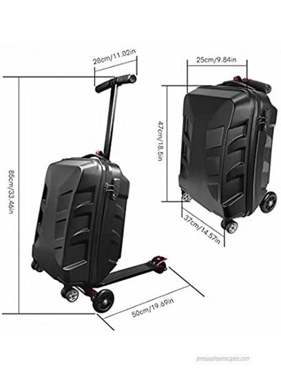 Snowtaros 21 Foldable Luggage Scooter Suitcase Scooter Skateboard Rolling Luggage for Adults TSA Lock Suitable for Airport Travel Business School US StockBlack