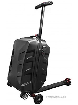 Snowtaros 21" Foldable Luggage Scooter Suitcase Scooter Skateboard Rolling Luggage for Adults TSA Lock Suitable for Airport Travel Business School US StockBlack