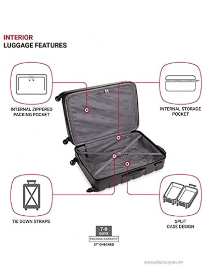 SWISSGEAR 7366 Hardside Expandable Luggage with Spinner Wheels Large Checked Black