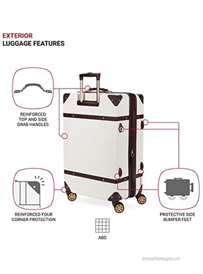 SwissGear 7739 Trunk Hardside Spinner Luggage White Checked-Large 26 Inch