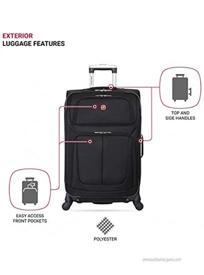SwissGear Sion Softside Luggage with Spinner Wheels Black Checked-Medium 25-Inch