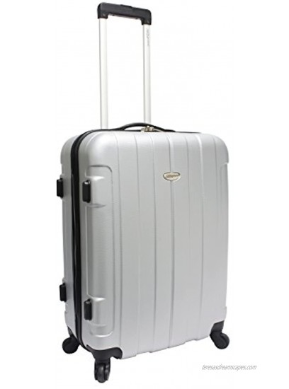 Traveler's Choice Rome Hardside Lightweight Upright Luggage Gray Checked-Medium 24-Inch