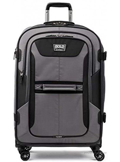 Travelpro Bold-Softside Expandable Luggage with Spinner Wheels Grey Black Checked-Medium 26-Inch