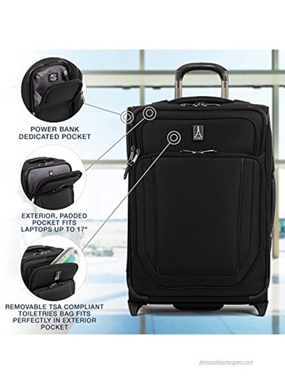 Travelpro Crew Versapack Softside Expandable Upright Luggage Jet Black Carry-On 21-Inch