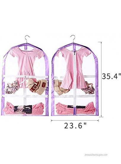3Packs Kid's Garment Bags,Clear Dance Costume Garment Bags with 3 Zipper Pockets Costume Storage Bag for Dance Recital Competitions Storage or Travel