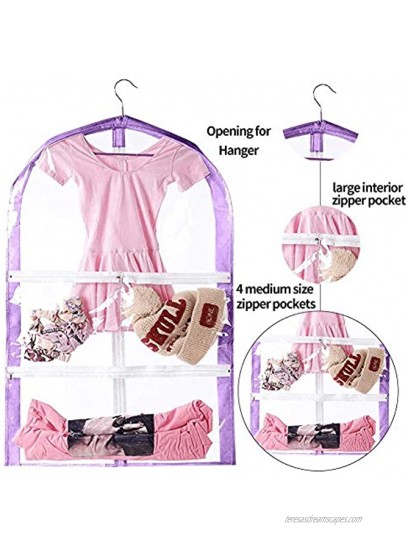 3Packs Kid's Garment Bags,Clear Dance Costume Garment Bags with 3 Zipper Pockets Costume Storage Bag for Dance Recital Competitions Storage or Travel