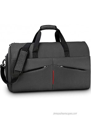 Carry on Garment Bag Convertible Suit Travel Bag with Shoes Compartment Waterproof Large Hanging Garment Duffel Bag Weekender Duffle Bag for Men Women Black