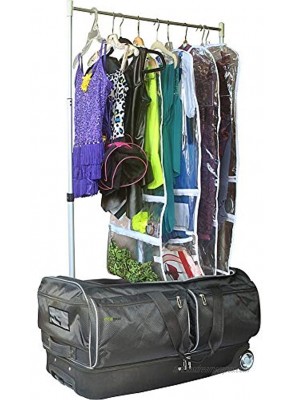 Ecogear 28 Dance Garment Rack ,Costume Rack Duffel Carry-On Rolling Luggage with Aluminum Rem Wheeled Duffel In-Line Wheel ,Black