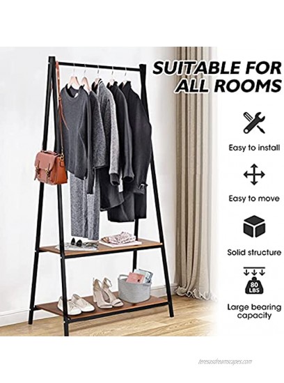 ELEVTAB Garment Rack Heavy Duty Cloth Rack with 2 Tiers Storage Shelf Free Stand Hanging Rack for Clothes Coat Jacket and Shoe in Home Laundry Office