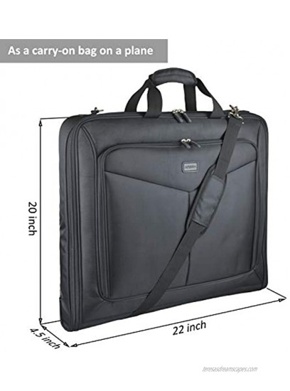 Foldable Carry On Garment Bag Fit 3 Suits 44-inch Suit Bag for Travel and Business Trips with Shoulder Strap