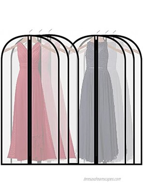 Garment Bags for Long Dresses,60'' Clear Breathable Hanging Lightweight Dust Covers with Study Full Zipper for gown Clothes Wardrobe and closet Pack of 6