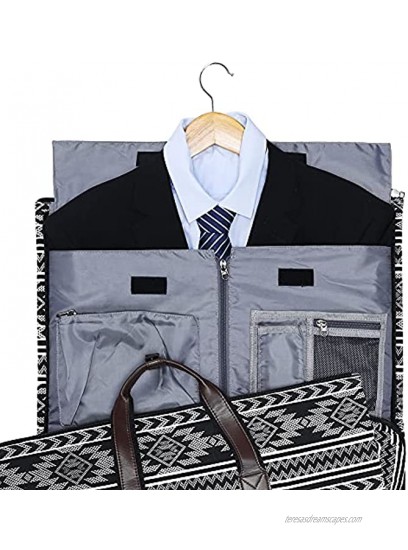 Modoker Carry on Garment Bags for Travel Convertible Garment Duffel Bag with Shoulder Strap for Men Women- 2 in 1 Hanging Suitcase Suit Travel Bags White-Black