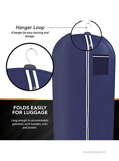 Navy Suit Garment Travel Bags ID Tag Window Heavy Duty Lightweight 48