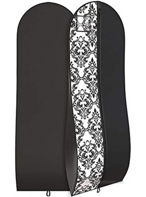 Your Bags Travel Garment Bag 72 x 24” for Dress 10” Tapered Gusset Black Black and White Demask