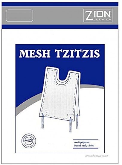 Zion Judaica 100% Polyester Quality Mesh Tzitzit Garment Certified Kosher Imported from Israel