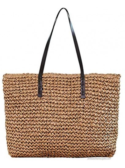 Ayliss Women Straw Woven Tote Large Beach Handmade Weaving Shoulder Bag Handbag