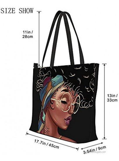 AZPSRT Tote Bag for Women African American Shoulder Handbag Large Capacity Work Fit 15.4 Inch 17.7inch