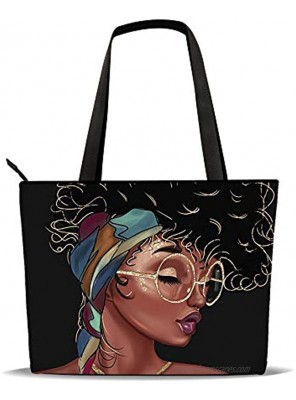 AZPSRT Tote Bag for Women African American Shoulder Handbag Large Capacity Work Fit 15.4 Inch 17.7inch