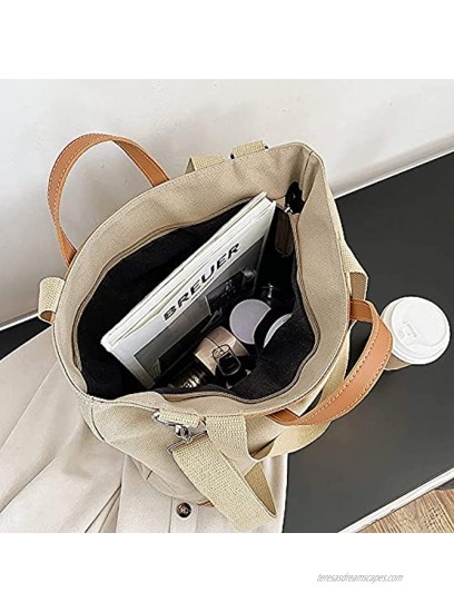 Bydenwely Canvas Tote Shoulder Bag Fashion Satchel Bag Crossbody Hobo Tote with Zipper Large Capacity Daily Working Handbag