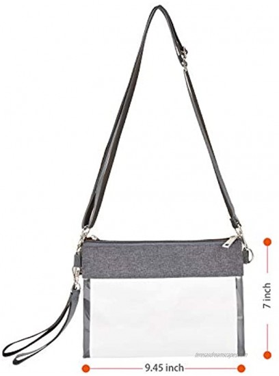 Clear Crossbody Purse Bag Clear Tote Bag with Adjustable Shoulder Strap Grey