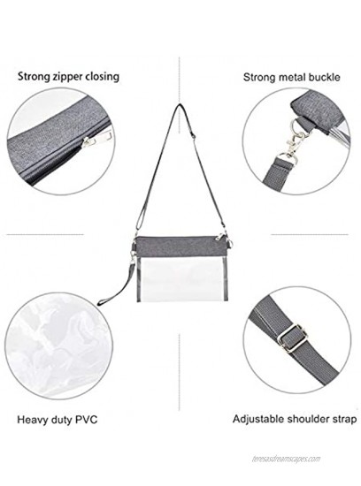 Clear Crossbody Purse Bag Clear Tote Bag with Adjustable Shoulder Strap Grey