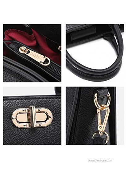 Dasein Women Handbags Fashion Satchel Purses Top Handle Tote Work Bags Shoulder Bags with Matching Clutch 2pcs Set