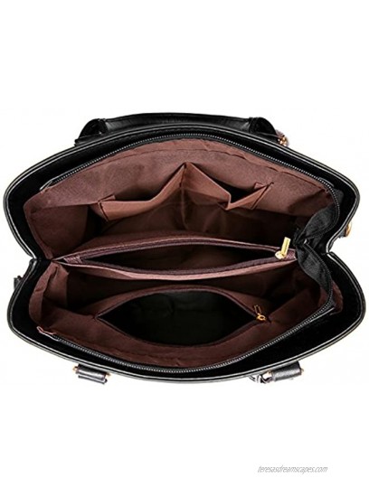 Dreubea Women's Leather Handbag Tote Shoulder Bag Crossbody Purse
