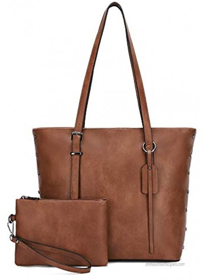 Handbag for Women Tote Bag PU Leather Large Shoulder Bag Top Handle Satchel Purses 2Pcs Set