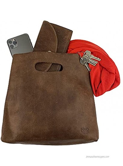Hide & Drink Minimalist Handbag Handmade from Full Grain Leather and Sheepskin