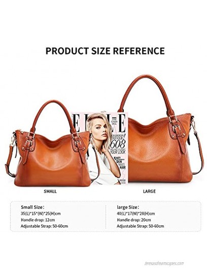 Kattee Women's Genuine Leather Handbags Shoulder Tote Top Handles Crossbody Bag Satchel Designer Purse